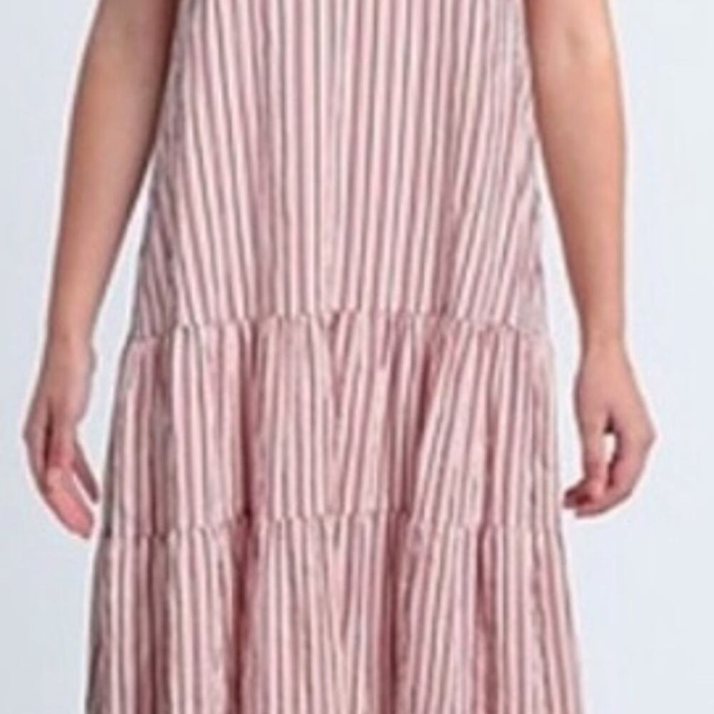 Boss by Hugo Boss Stripes Spaghetti Strap Tiered Dress Size- 4